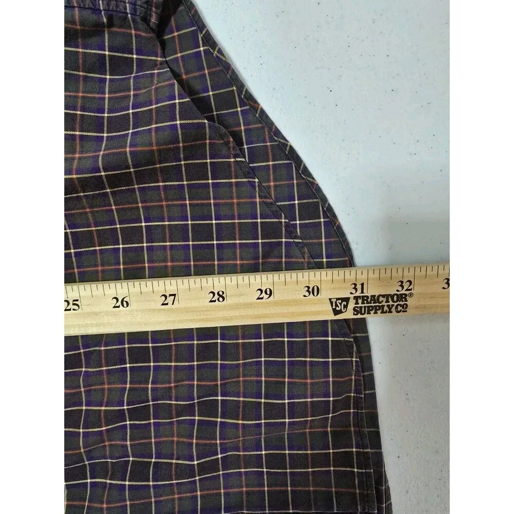 Ralph Lauren Mens L Shirt Brown Purple Check Striped Classic Casual Purple Pony